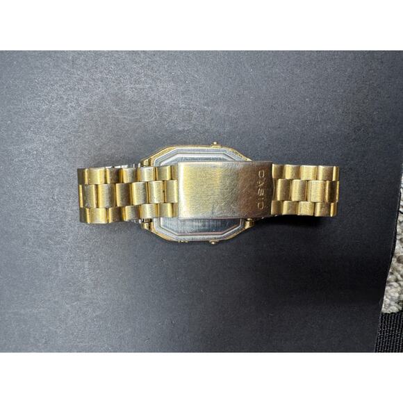 Vintage Casio AQ-222 Gold Tone Unisex Analog & Digital 30.6mm Watch - Picture 7 of 10